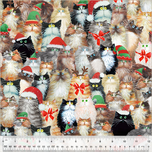 Patchwork Baumwolle "Meowy Christmas" - Katzen allover