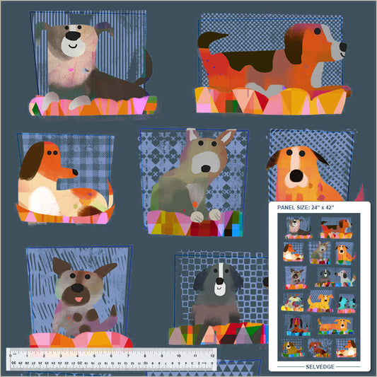 Patchwork Baumwolle "Fur-Ever Friends" Paneel Hunde