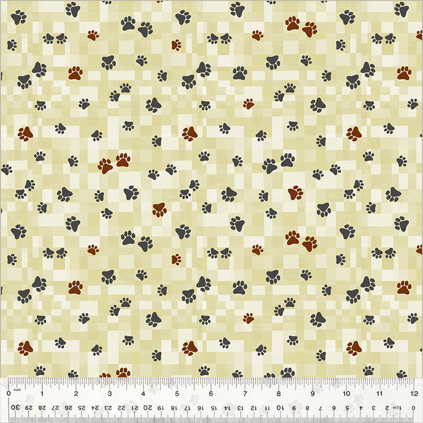 Patchwork Baumwolle "Fur-Ever Friends" Pfoten beige
