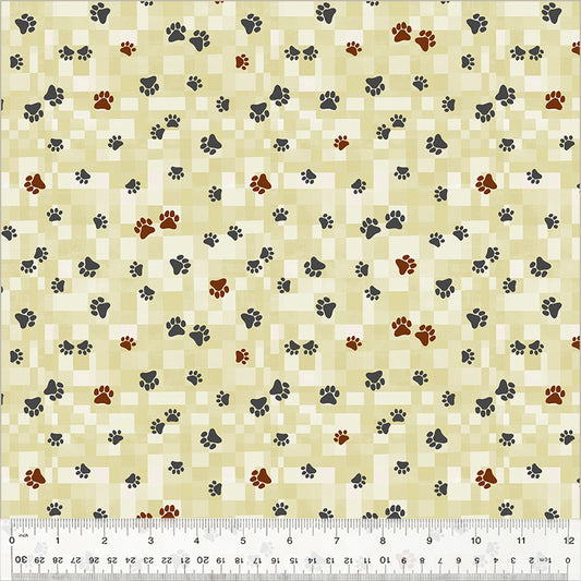 Patchwork Baumwolle "Fur-Ever Friends" Pfoten beige