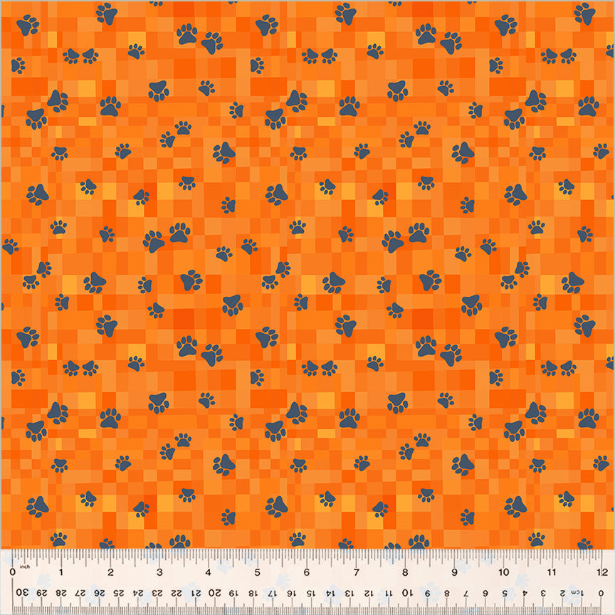 Patchwork Baumwolle "Fur-Ever Friends" Pfoten orange
