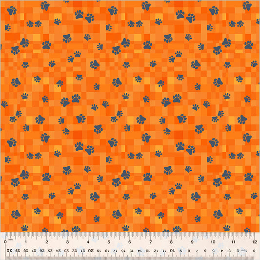 Patchwork Baumwolle "Fur-Ever Friends" Pfoten orange