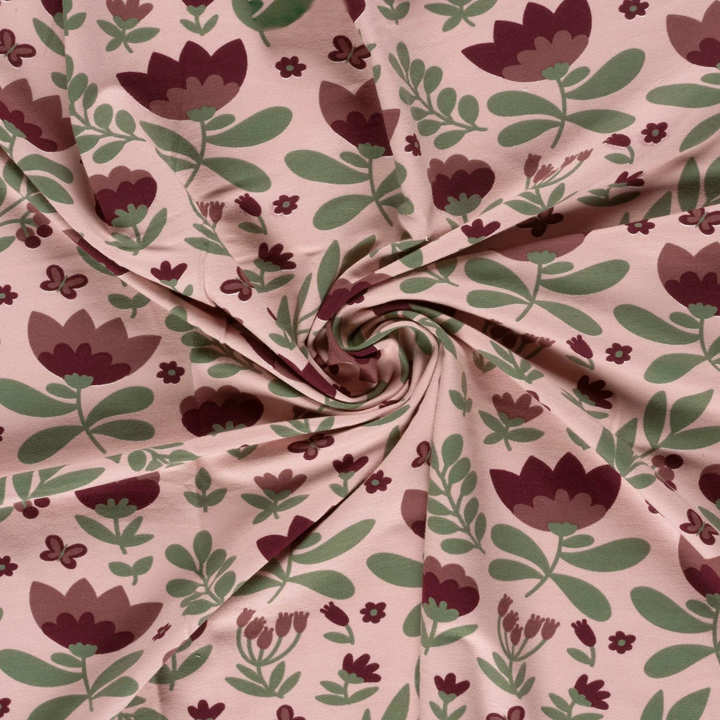 French Terry "Flower rosé"