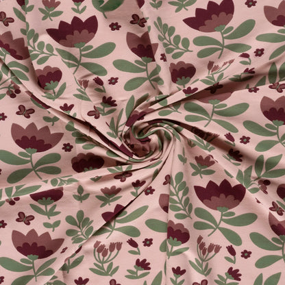 French Terry "Flower rosé"