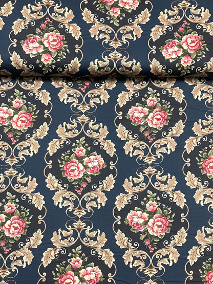 Baumwollsatin "Rose" blau