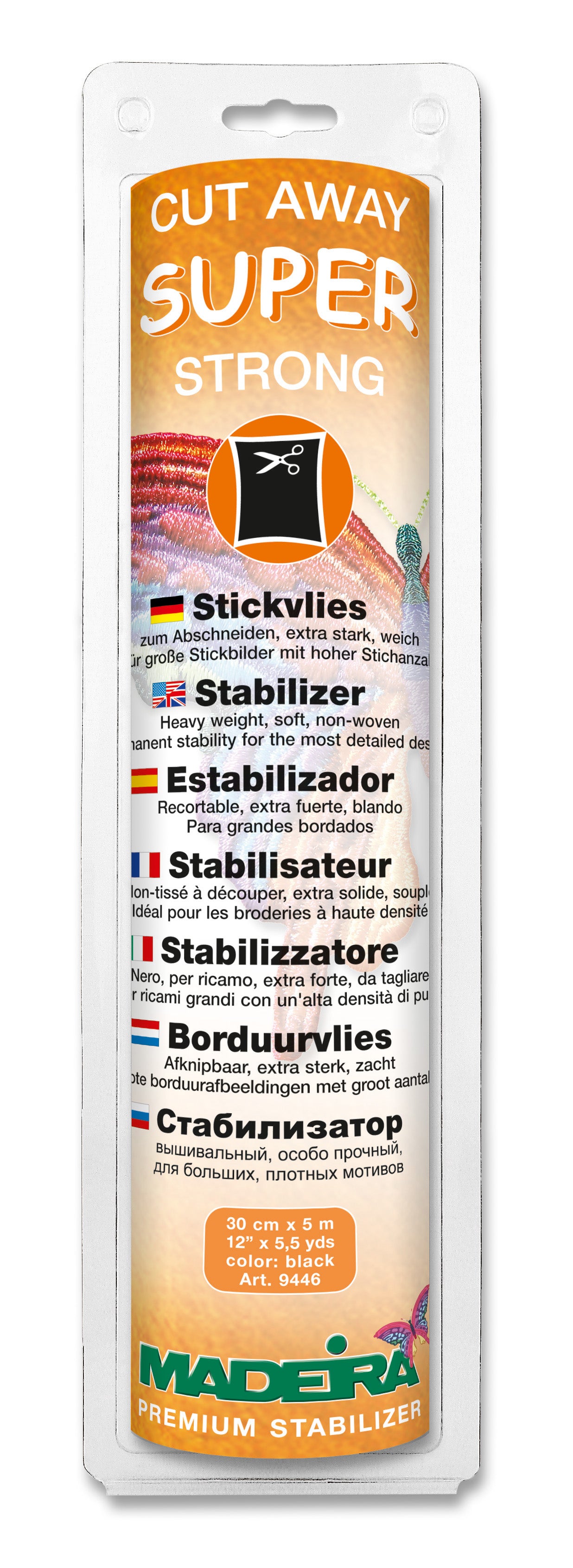 Stickvlies Madeira "Cut Away" Super Strong schwarz