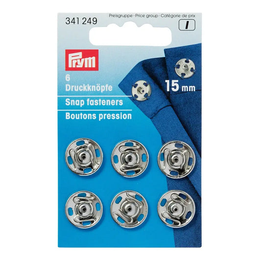 PRYM Annäh-Druckknöpfe,silberfarbig, 15mm