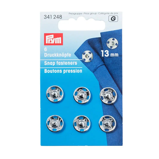 PRYM Annäh-Druckknöpfe,silberfarbig, 13mm