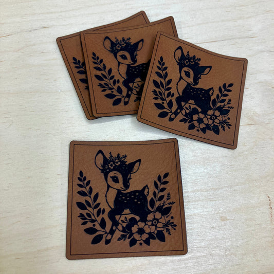 Label aus Kunstleder "Rehlein"