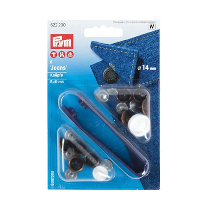 PRYM Nähfrei-Jeans-Knöpfe, Lorbeerkranz, altkupfer, 14mm, inkl. Werkzeug
