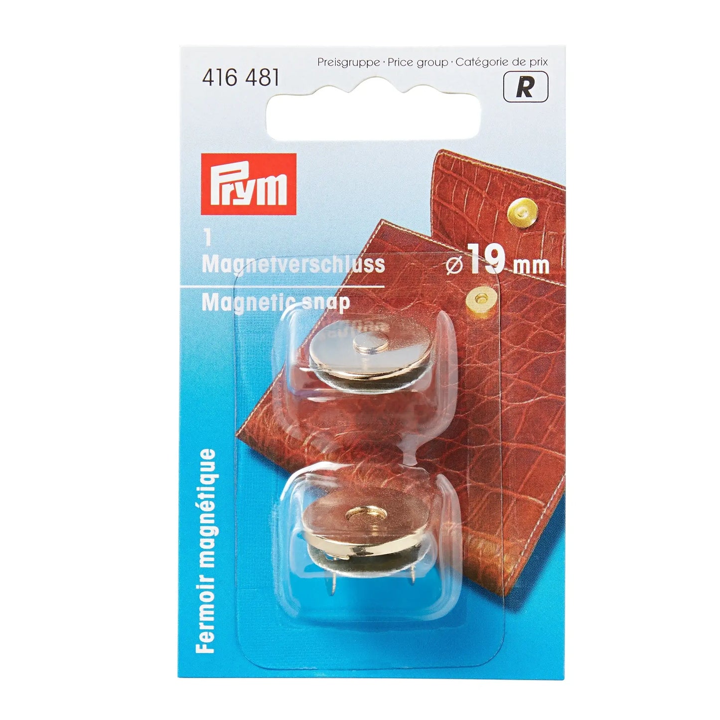 PRYM Magnetverschluss f. Taschen, gold, 19mm
