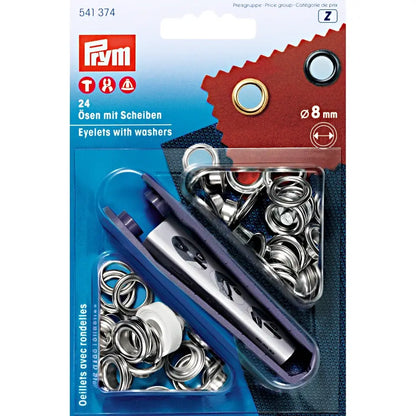 PRYM Ösen mit Scheiben 8mm, inkl. Werkzeug versch. Farben