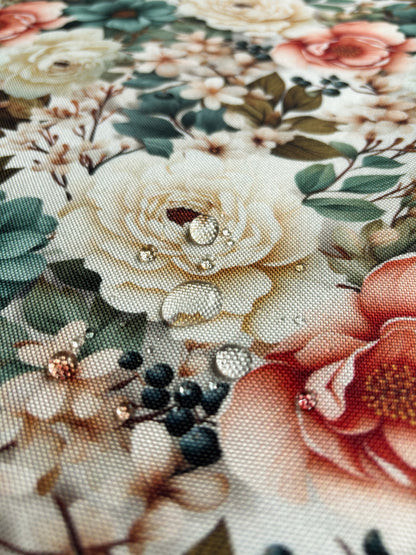 Waterproof Taschenstoff "Flowing Bloom mint-ecru" by Sarah Mariam