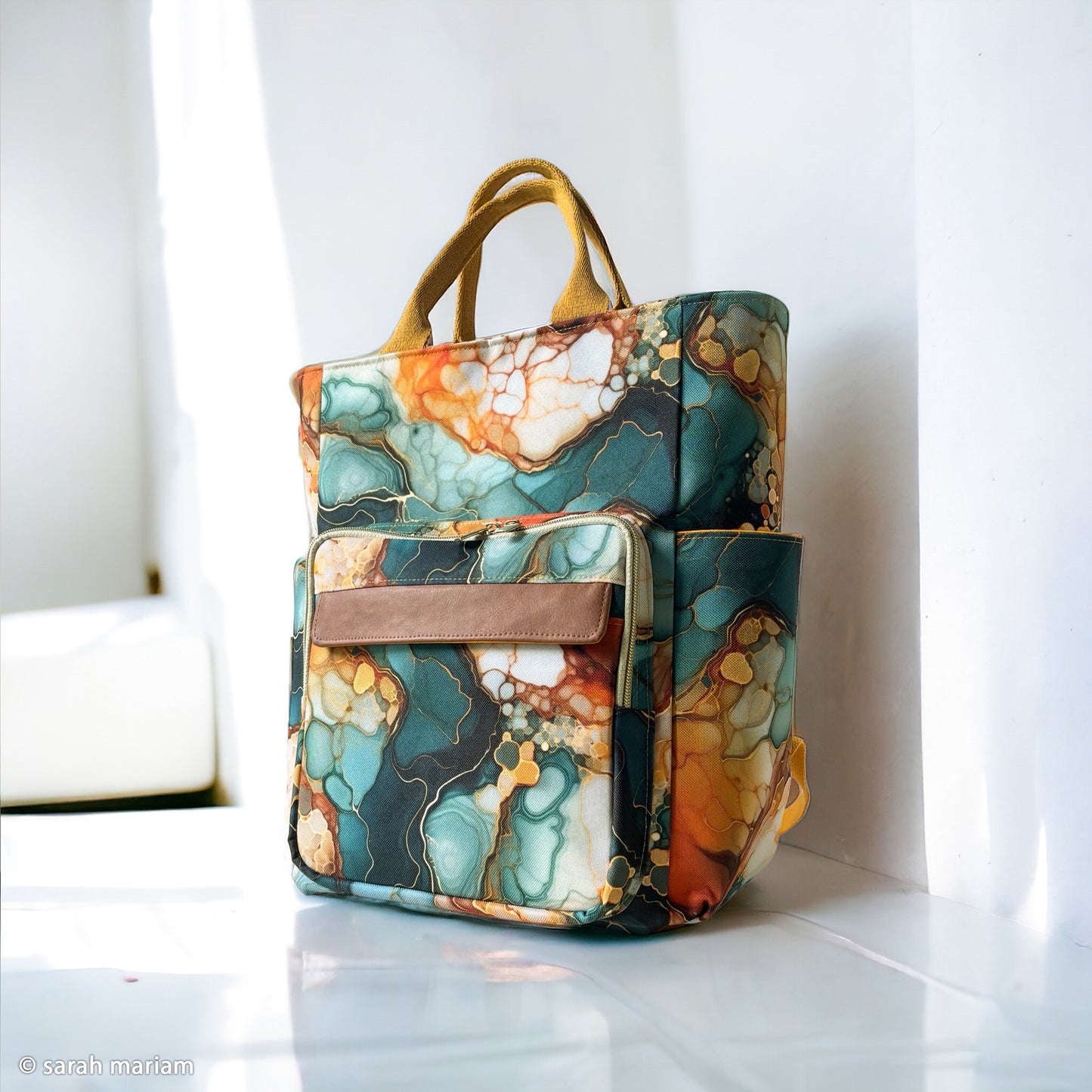 Waterproof Taschenstoff "Flowing Bloom - marmoriert" by Sarah Mariam