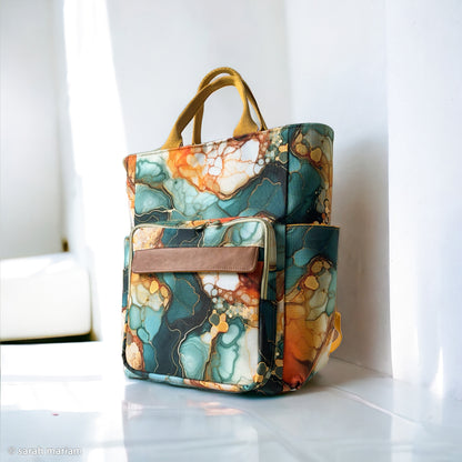 Waterproof Taschenstoff "Flowing Bloom - marmoriert" by Sarah Mariam