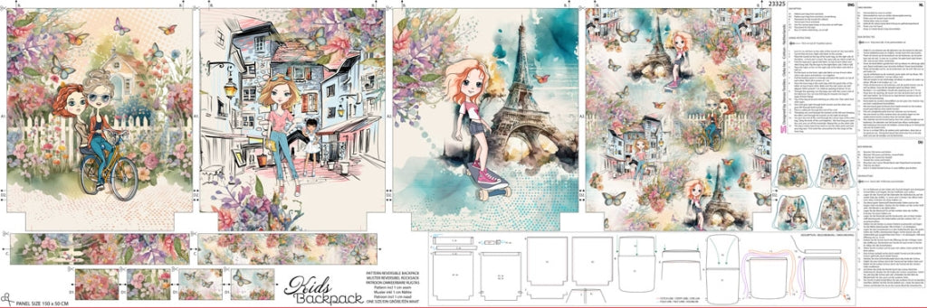 Rucksack Paneel "Paris" - inkl. Kordel