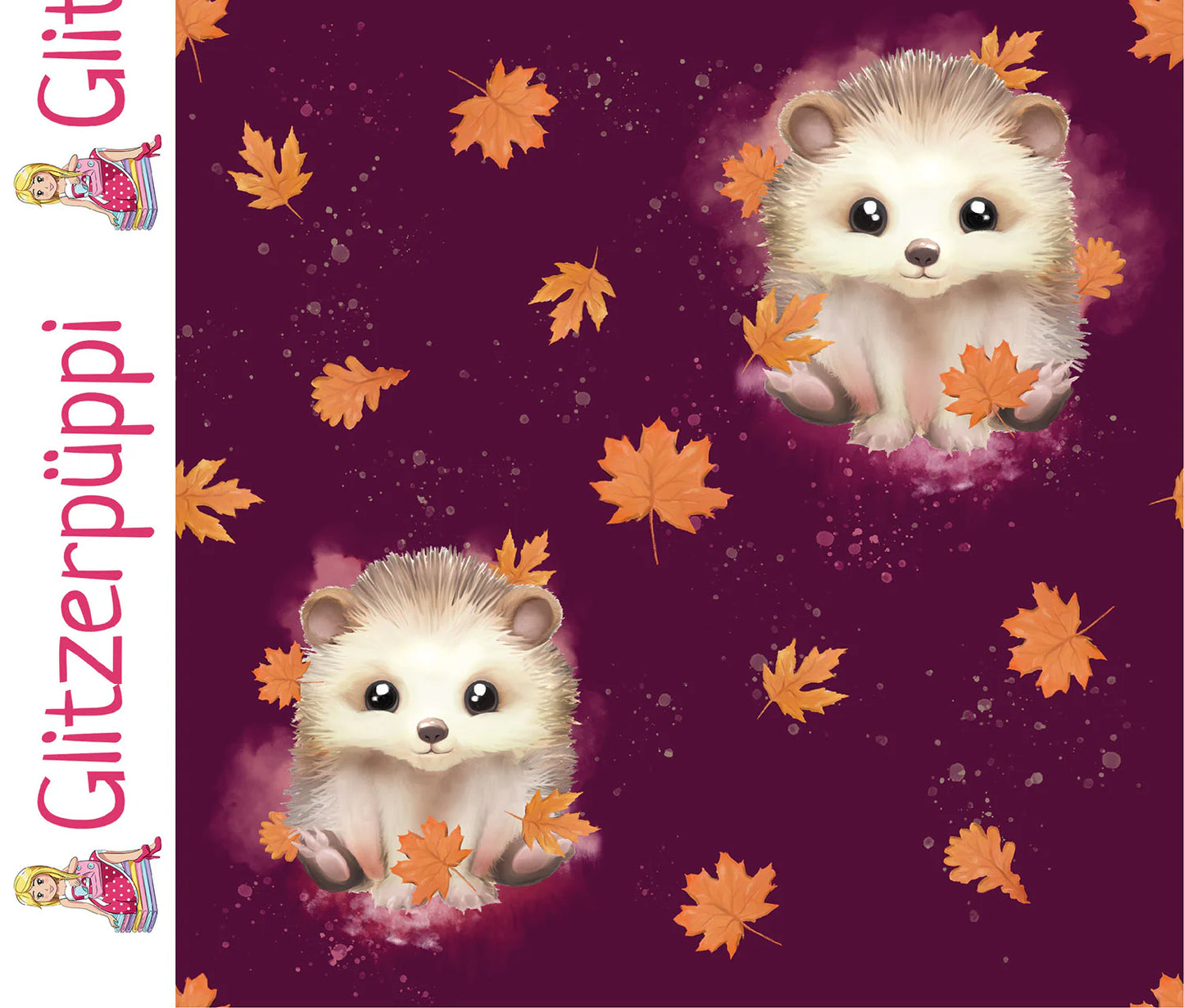 French Terry "Igel bordeaux" by Glitzerpüppi