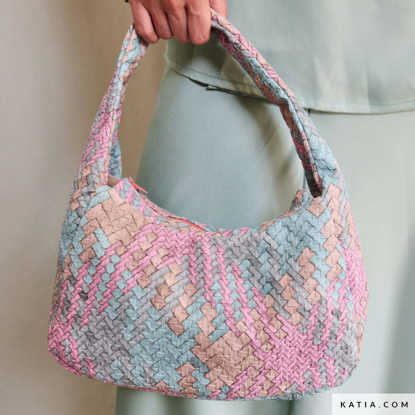 Kunstleder 3D-Effekt "Zickzack" lila-mint