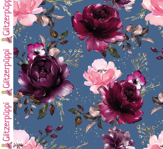 Kuschelsweat "Rosen rauchblau" by Glitzerpüppi