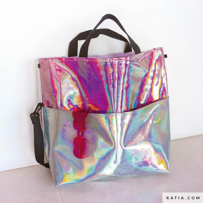 Taschenstoff mit Spiegeleffekt "Mirror Lacker" silber - ROLLE