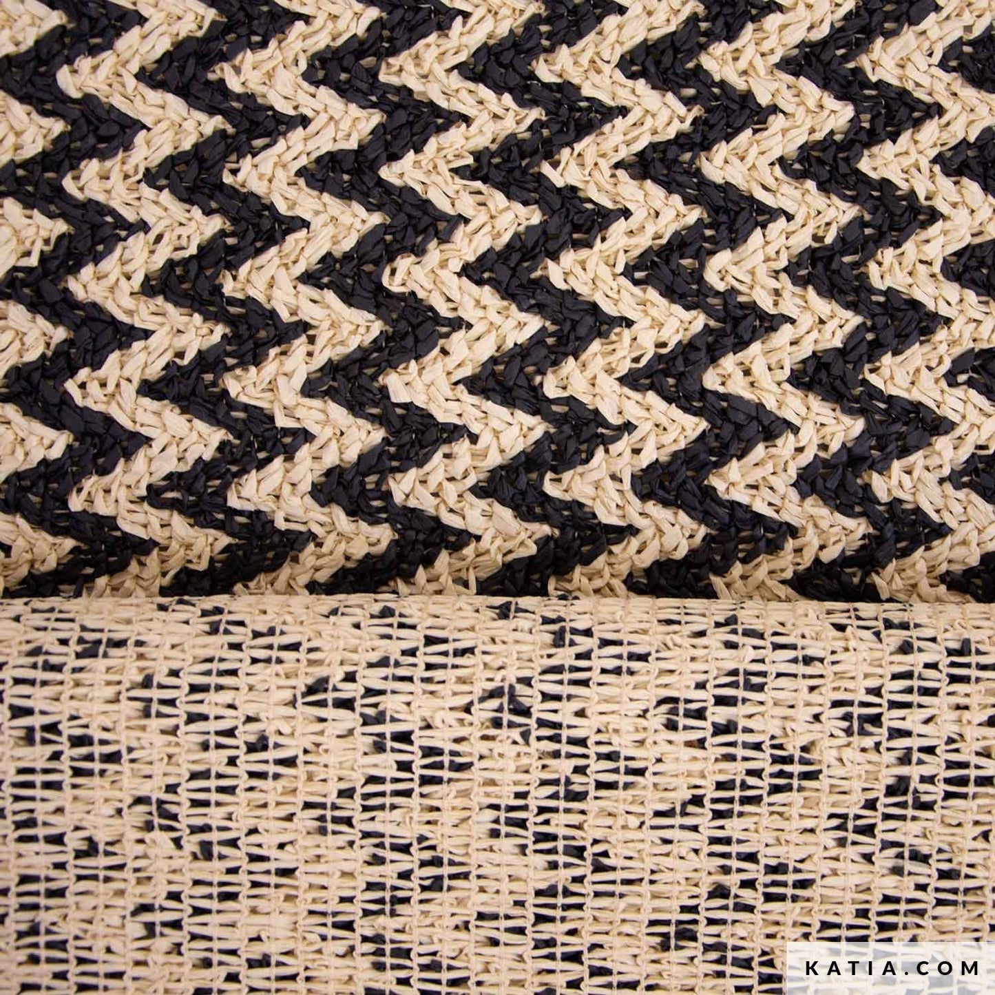 Strickstoff aus 100% Papier Raffia "Black & White"