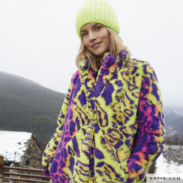 veganes Kunstfell "Neon Animalprint"