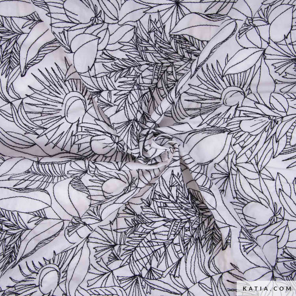 Voile "Embroidery Black & White"