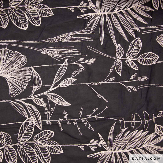 Voile "Embroidery Linen & Black"