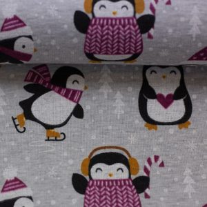 Das Stofferl: Alpenfleece mit Pinguinen, Stoffe mit Pinguin Motiv